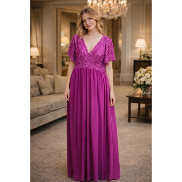 Amoureuse Other - Amoureuse Womens Size 2X Nightgown Plus Size Magenta Purple Lace Bodice Maxi